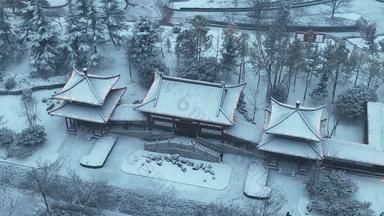 济宁南池公园雪景城市宣传片航拍